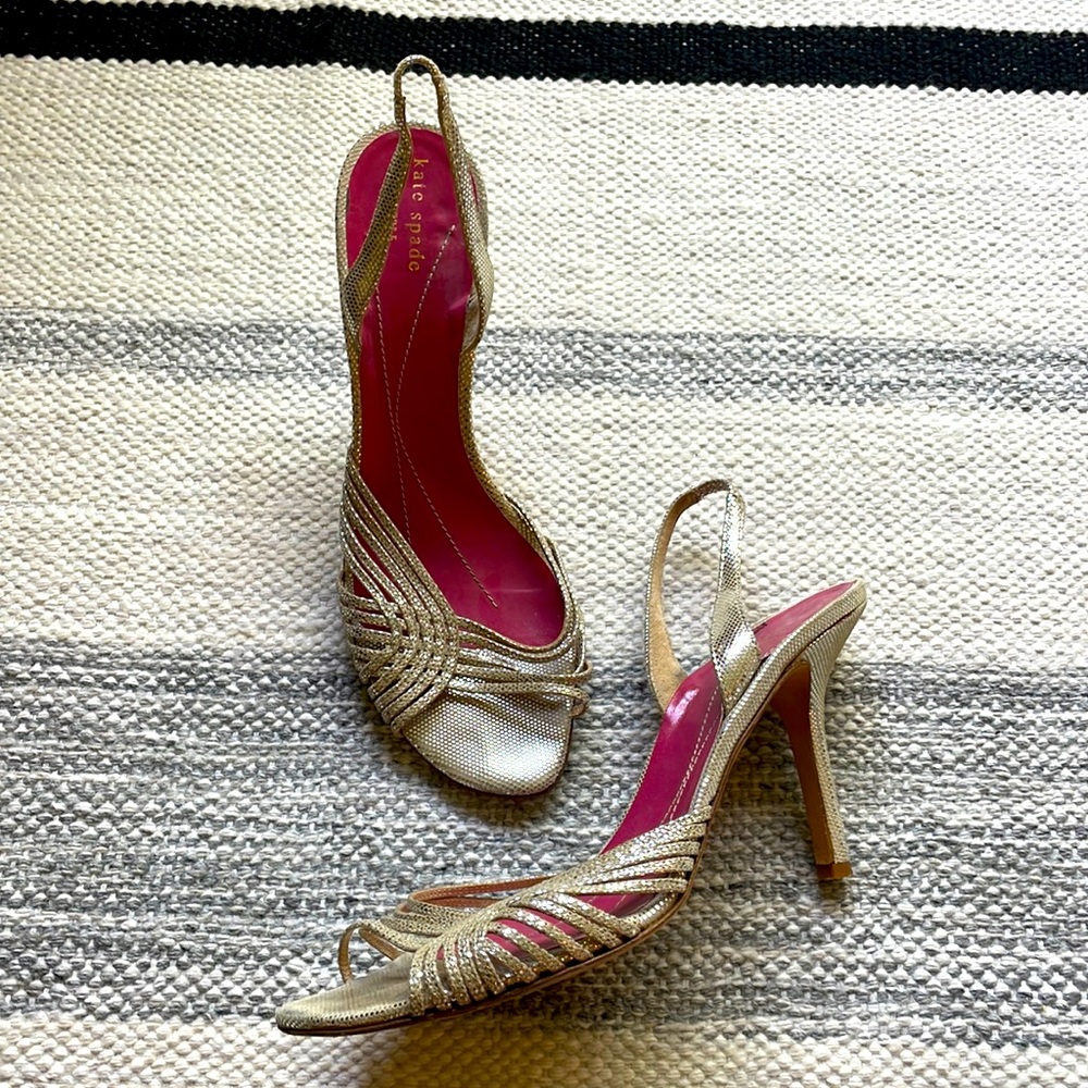 Kate Spade Metallic Sparkly Strappy Heels